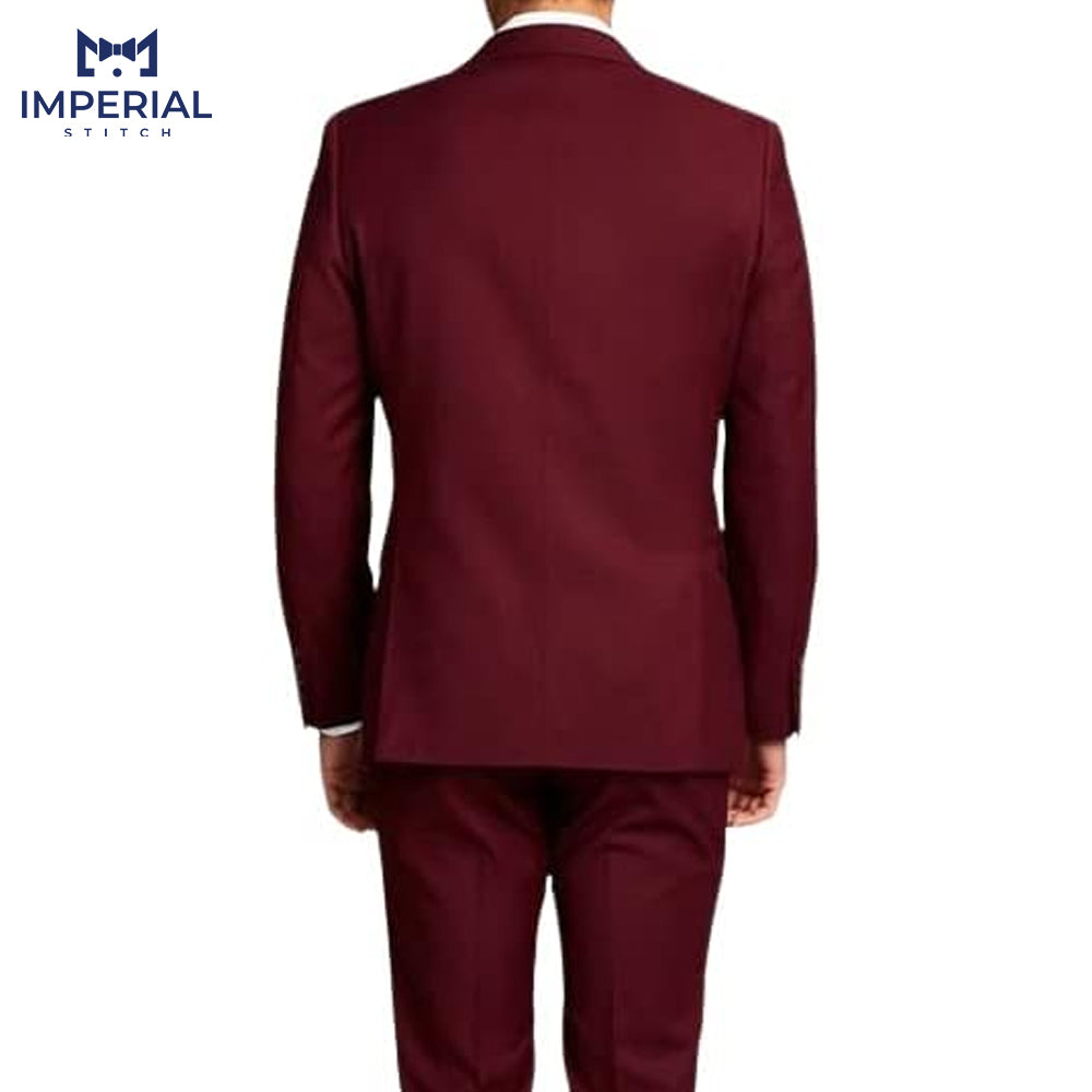 Berlin 3-Piece Wedding Men's Maroon Suit - Elegant & Stylish Formal Attire