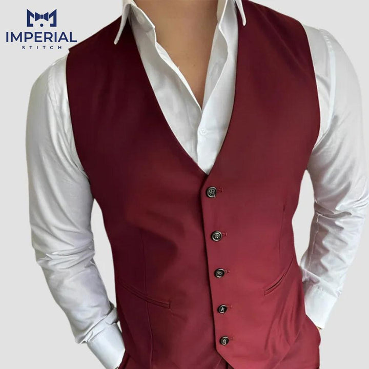 Burgundy 3-Piece Suit for Men - Elegant & Stylish Formalwear - Imperial Stitch