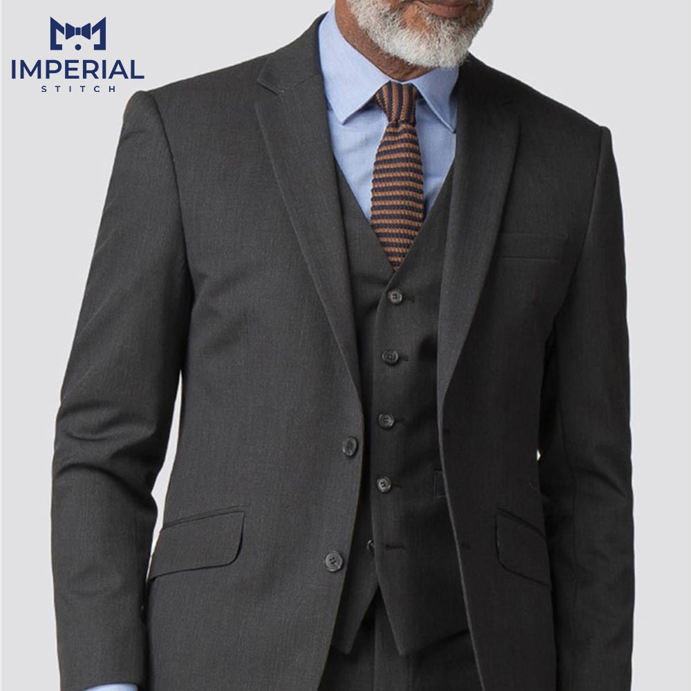 Charcoal Grey 3-Piece Suit for Men - Tailored Fit & Timeless Elegance