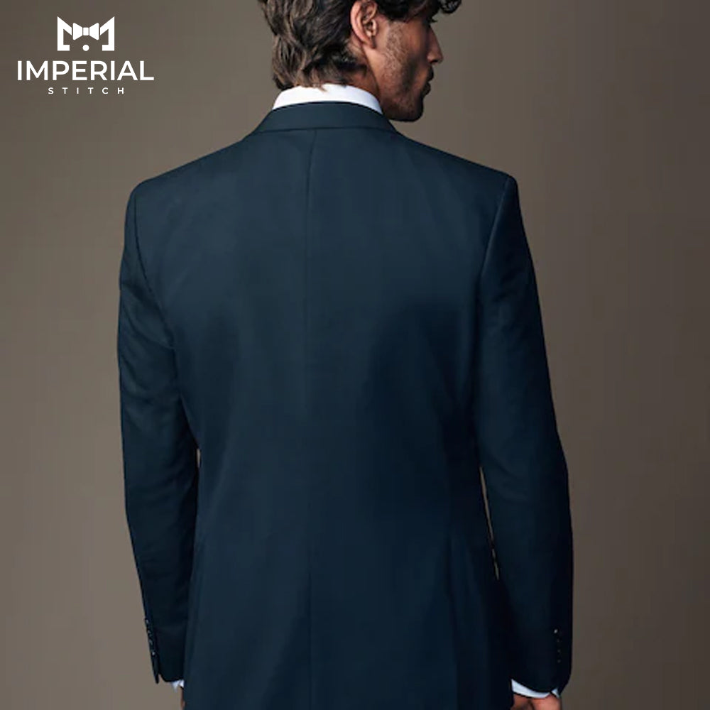 Classic Navy Blue Three-Piece Suit for Men - Elegant & Timeless Formalwear