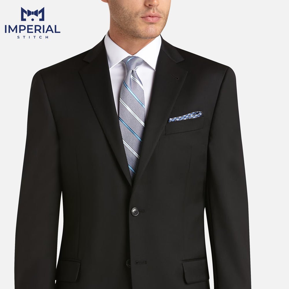 Classic Black Slim Fit 2-Piece Suit for Men - Elegant & Modern Look