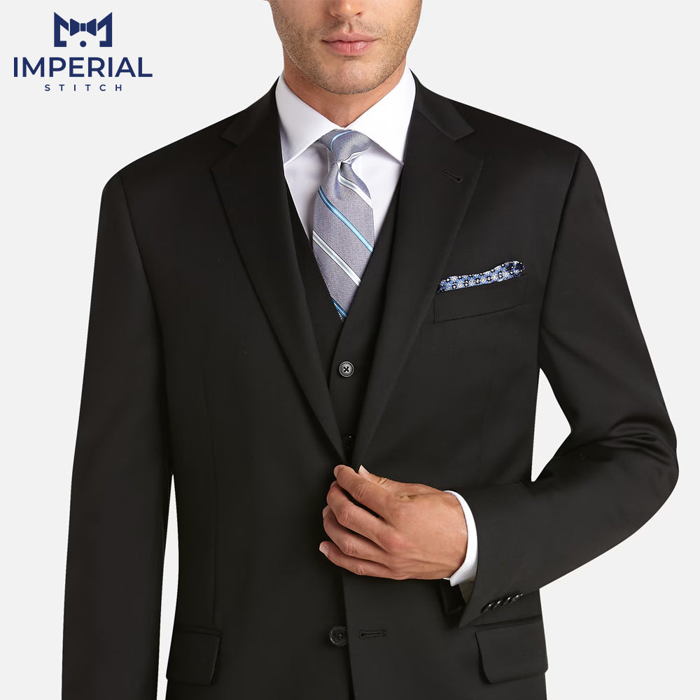 Classic Black Slim Fit 2-Piece Suit for Men - Elegant & Modern Look