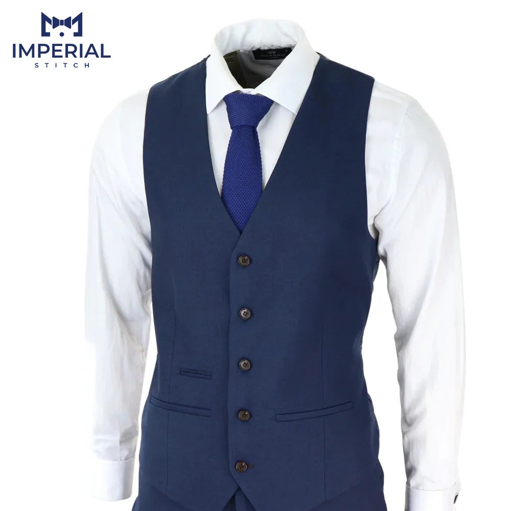 Classy Blue Three-Piece Suit for Men - Perfect Wedding Attire