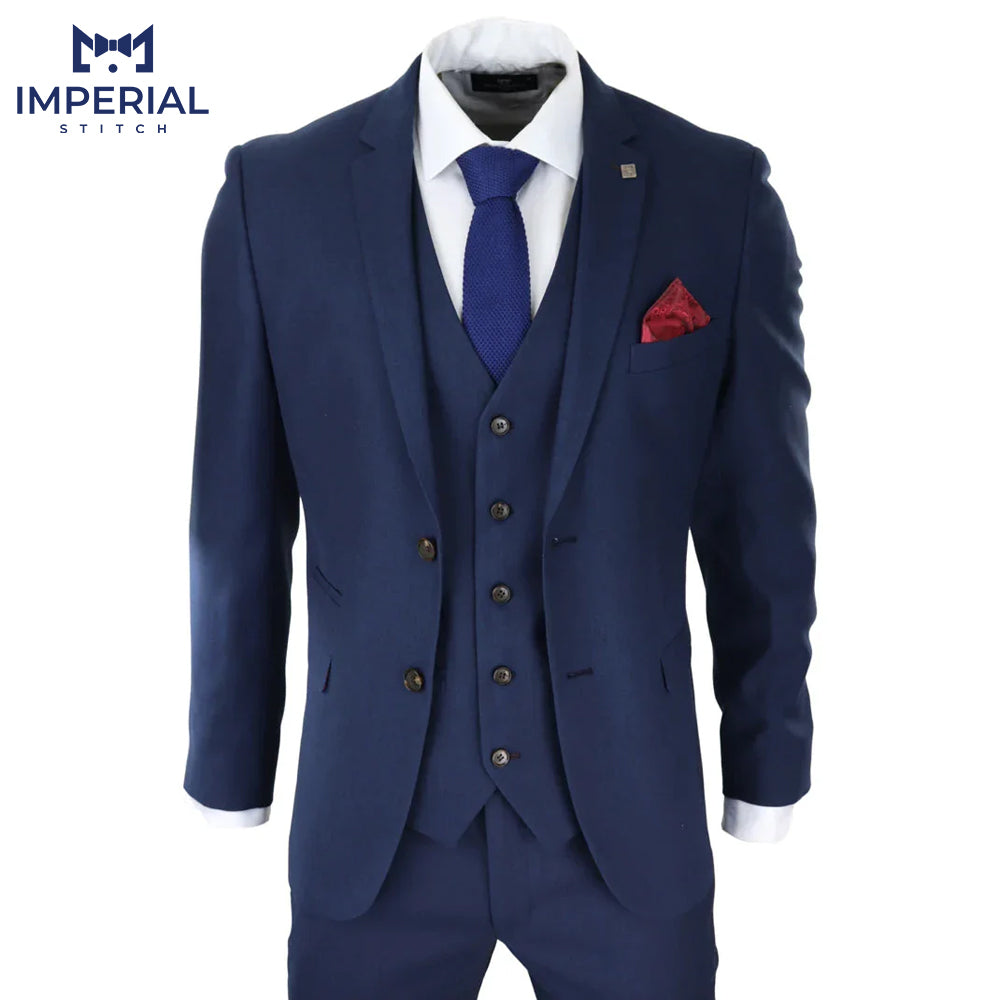 Classy Blue Three-Piece Suit for Men - Perfect Wedding Attire