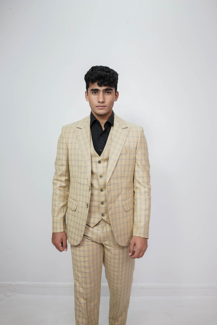 3-Piece Men Beige suit - Custom Fit High-End Formalwear for Every Occasion - Imperial Stitch