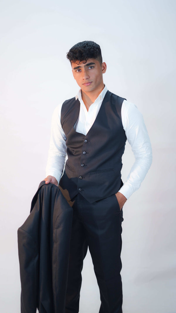 Men Black Three-Piece suit - Wedding Prom Suit - Imperial Stitch