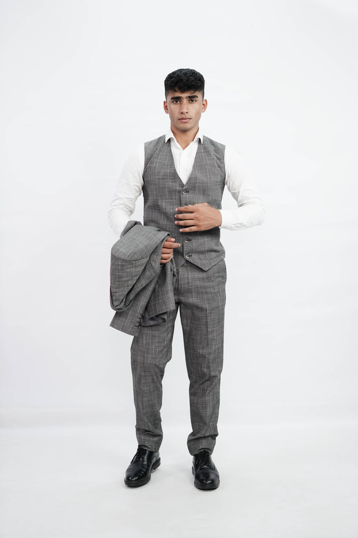 3-Piece Men Grey suit- Custom Fit High-End Formalwear for Every Occasion - Imperial Stitch
