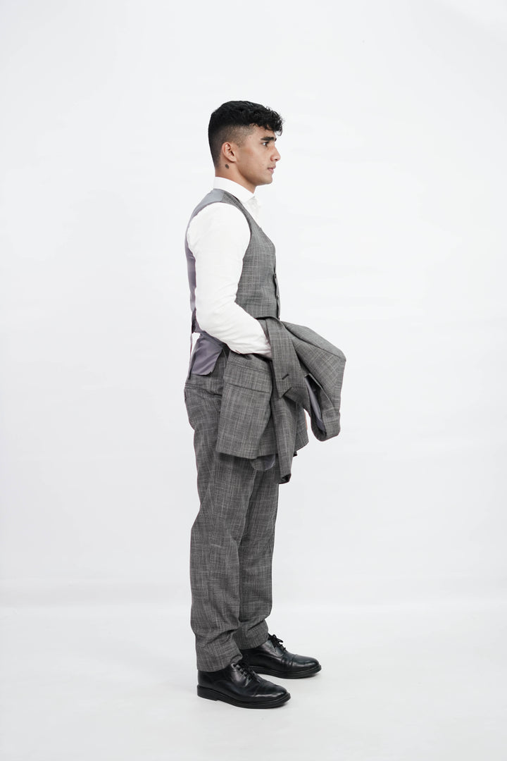 3-Piece Men Grey suit- Custom Fit High-End Formalwear for Every Occasion - Imperial Stitch
