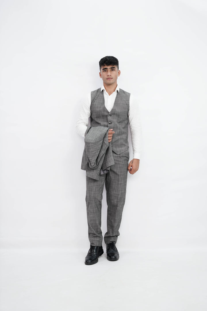 3-Piece Men Grey suit- Custom Fit High-End Formalwear for Every Occasion - Imperial Stitch