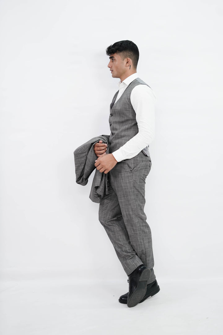 3-Piece Men Grey suit- Custom Fit High-End Formalwear for Every Occasion - Imperial Stitch