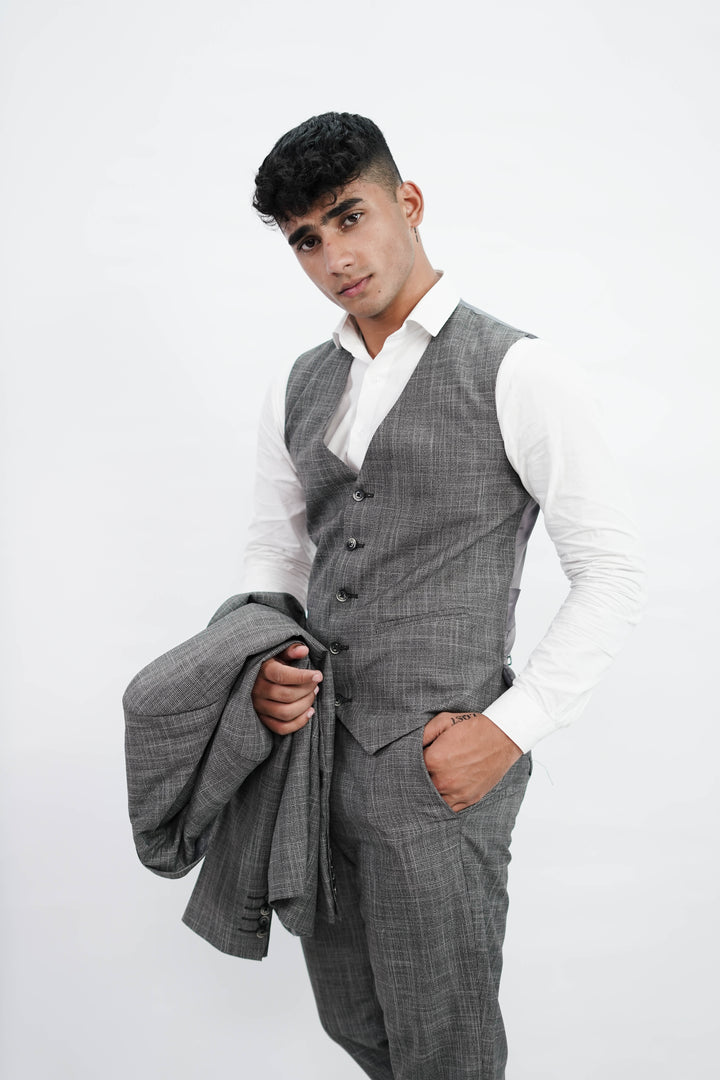 3-Piece Men Grey suit- Custom Fit High-End Formalwear for Every Occasion - Imperial Stitch