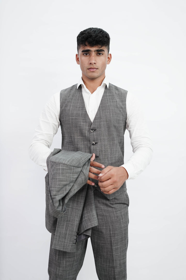 3-Piece Men Grey suit- Custom Fit High-End Formalwear for Every Occasion - Imperial Stitch