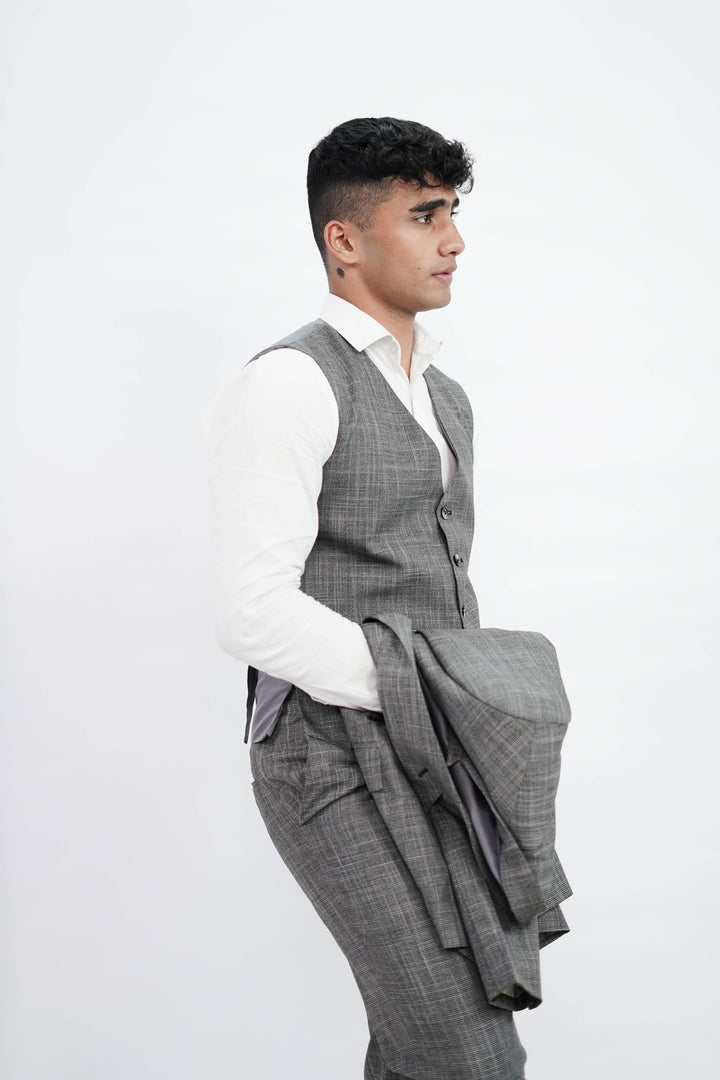 3-Piece Men Grey suit- Custom Fit High-End Formalwear for Every Occasion - Imperial Stitch