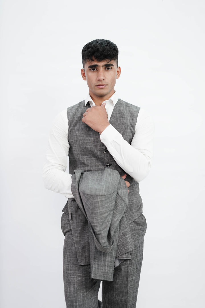 3-Piece Men Grey suit- Custom Fit High-End Formalwear for Every Occasion - Imperial Stitch