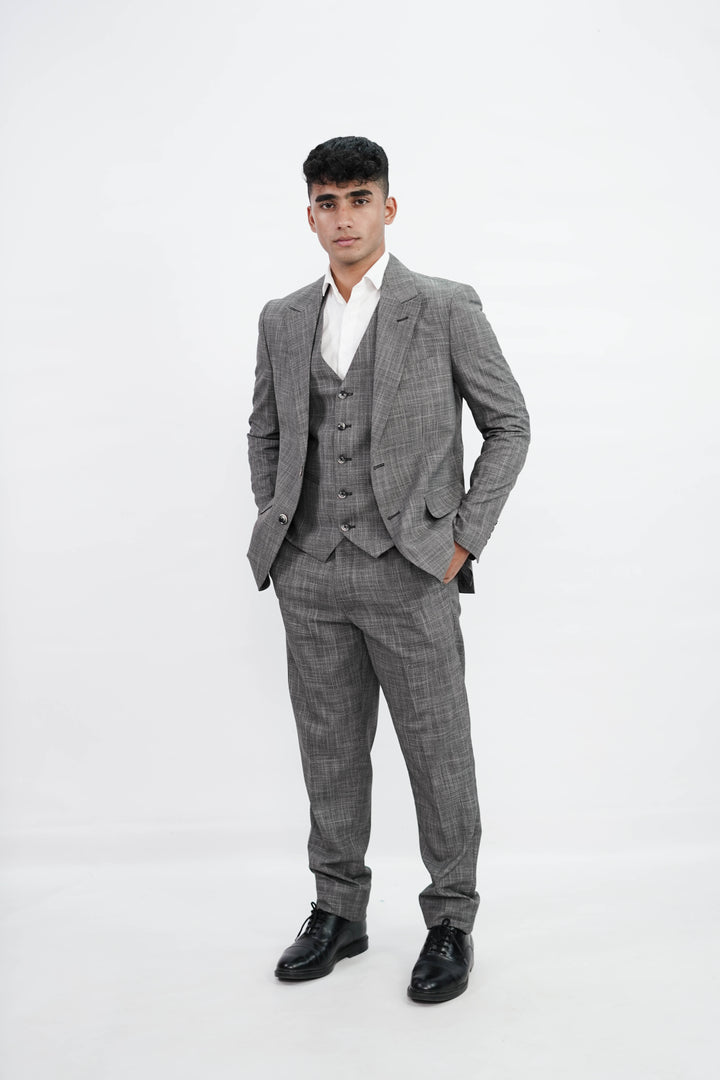3-Piece Men Grey suit- Custom Fit High-End Formalwear for Every Occasion - Imperial Stitch
