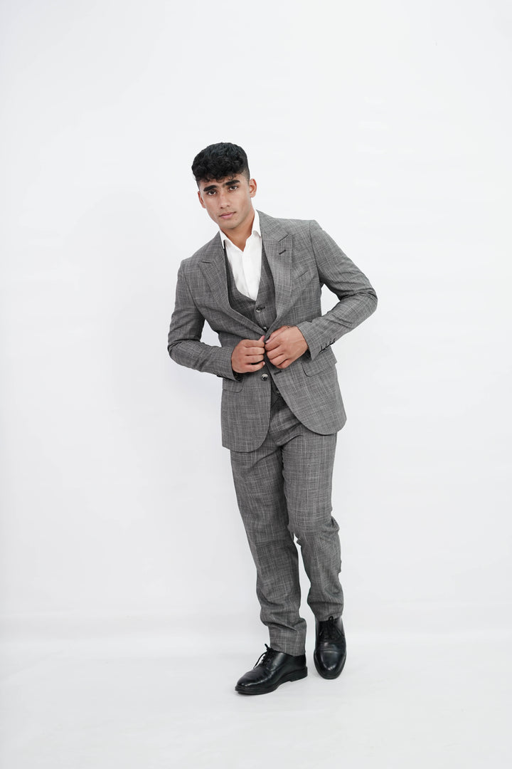 3-Piece Men Grey suit- Custom Fit High-End Formalwear for Every Occasion - Imperial Stitch