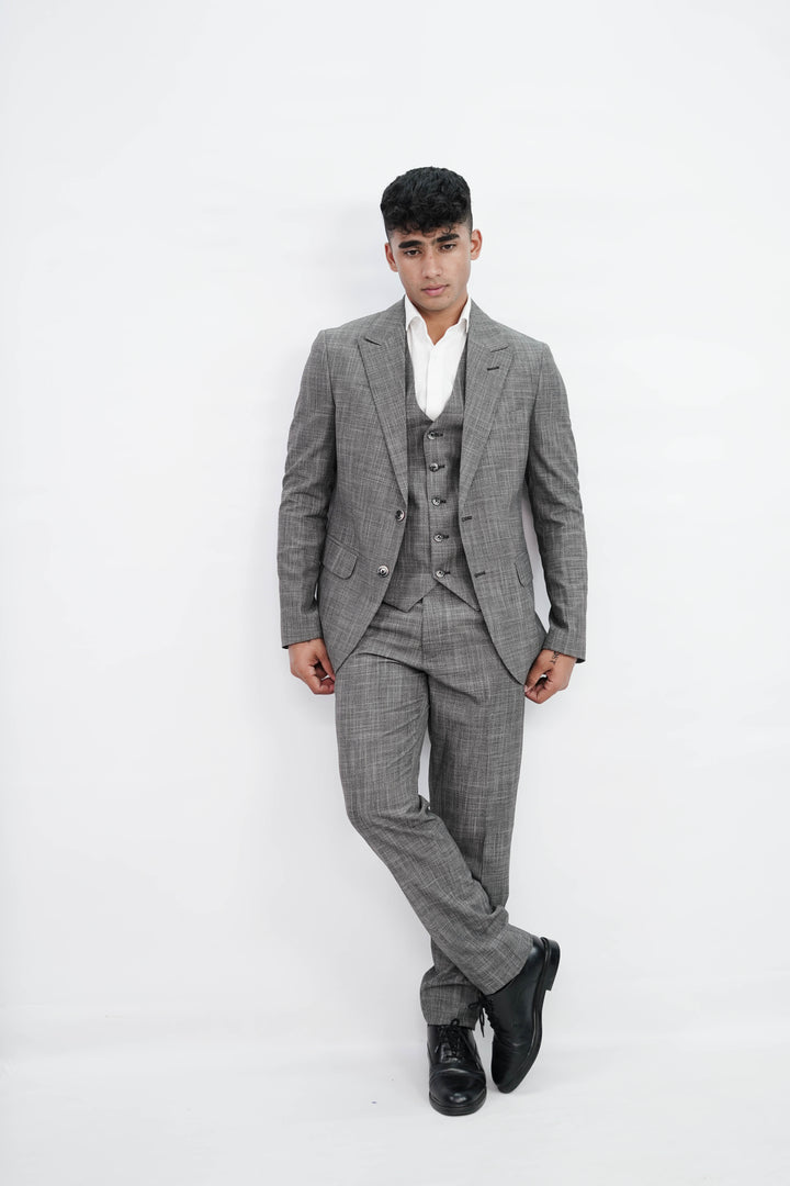 3-Piece Men Grey suit- Custom Fit High-End Formalwear for Every Occasion - Imperial Stitch