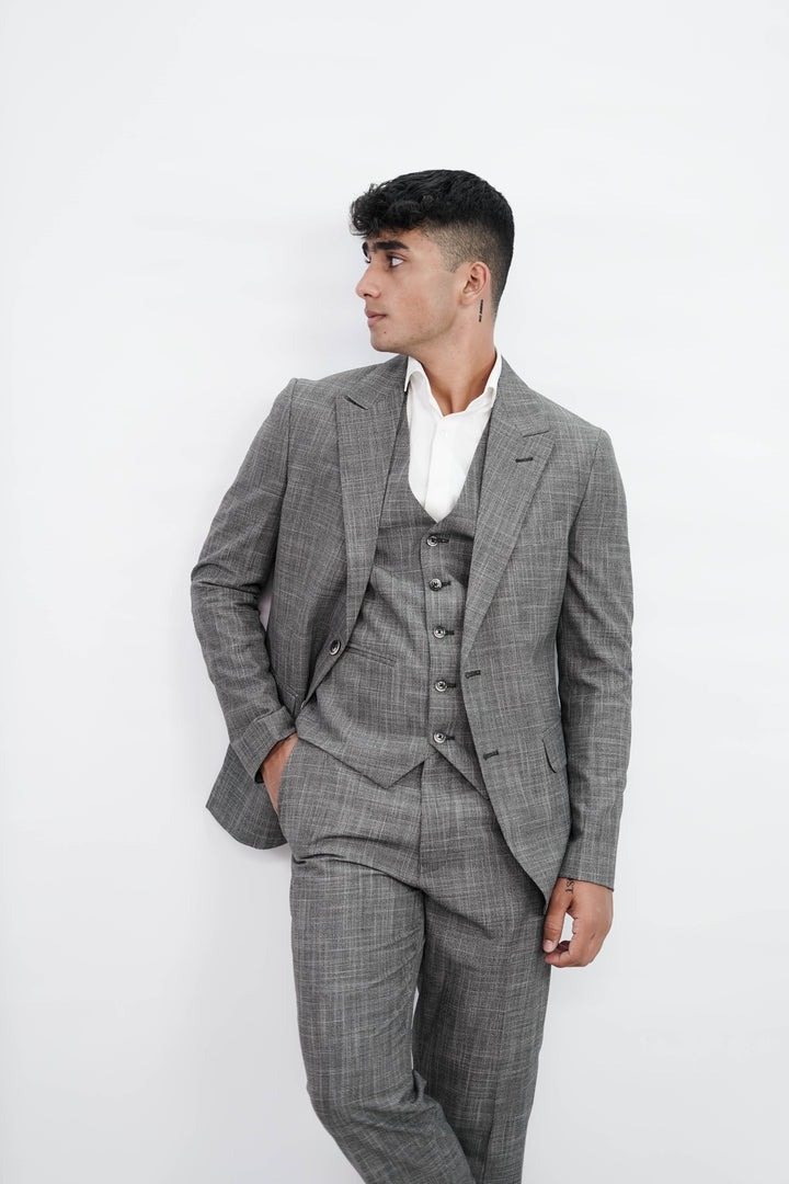 3-Piece Men Grey suit- Custom Fit High-End Formalwear for Every Occasion - Imperial Stitch