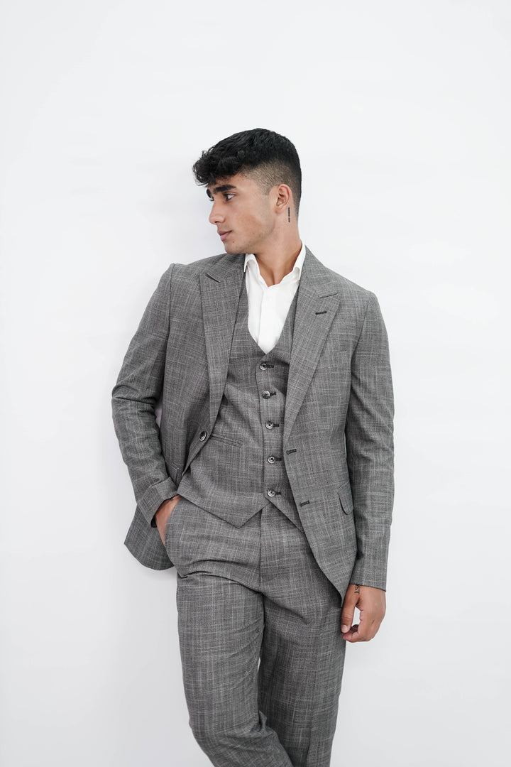 3-Piece Men Grey suit- Custom Fit High-End Formalwear for Every Occasion - Imperial Stitch