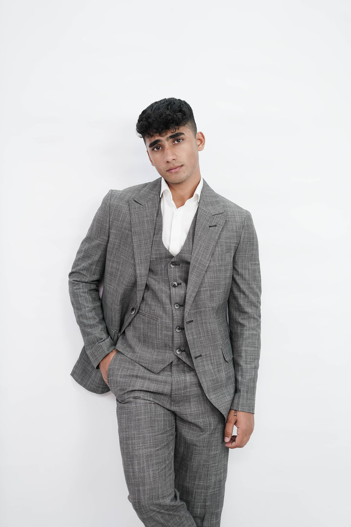 3-Piece Men Grey suit- Custom Fit High-End Formalwear for Every Occasion - Imperial Stitch