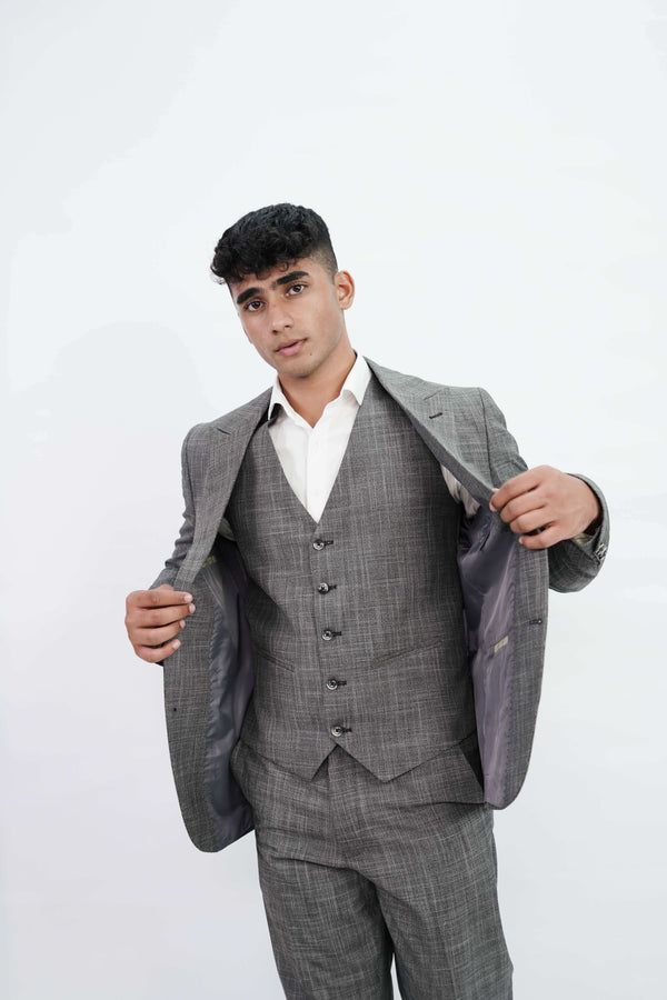 3-Piece Men Grey suit- Custom Fit High-End Formalwear for Every Occasion - Imperial Stitch
