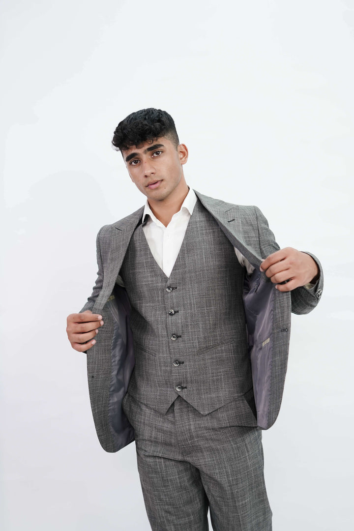 3-Piece Men Grey suit- Custom Fit High-End Formalwear for Every Occasion - Imperial Stitch
