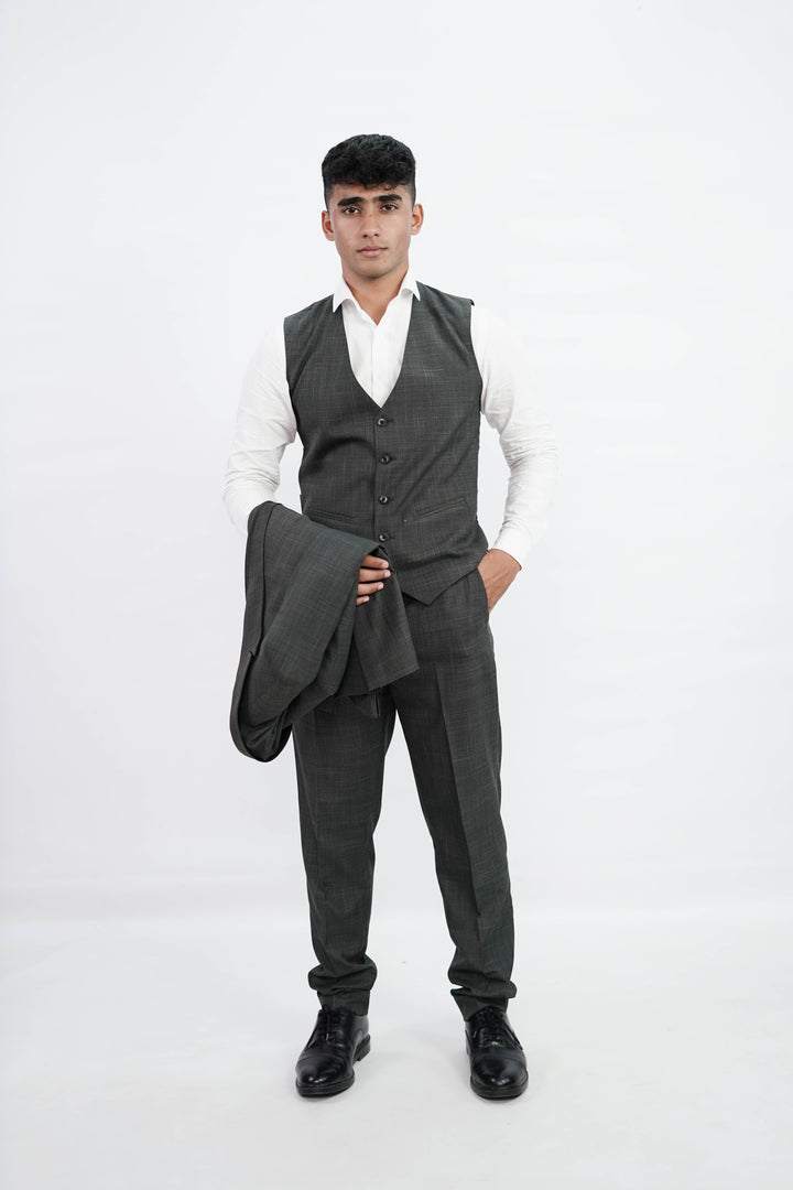 3-Piece Men Charcoal grey suit- Custom Fit High-End Formalwear for Every Occasion - Imperial Stitch