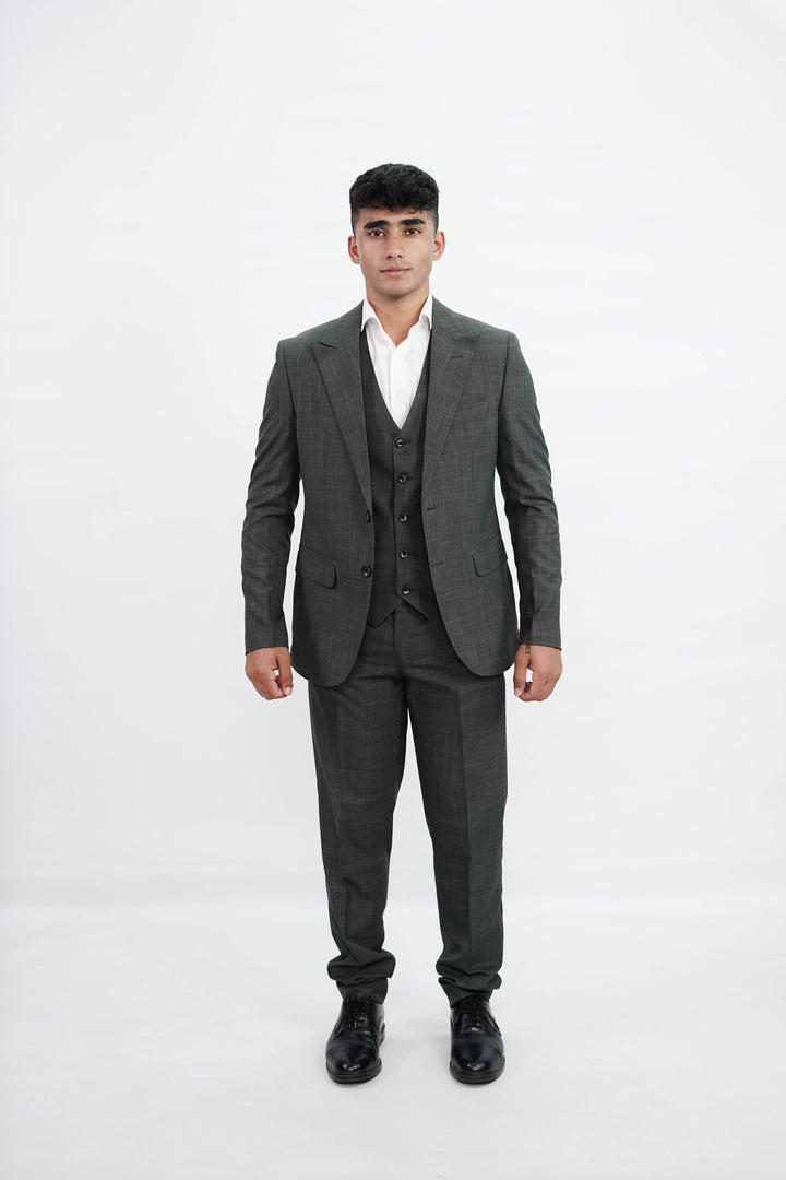 3-Piece Men Charcoal grey suit- Custom Fit High-End Formalwear for Every Occasion - Imperial Stitch