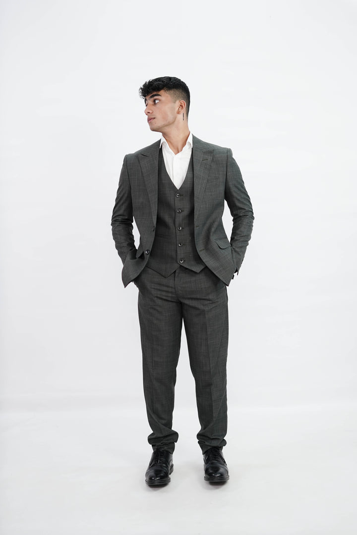 3-Piece Men Charcoal grey suit- Custom Fit High-End Formalwear for Every Occasion - Imperial Stitch