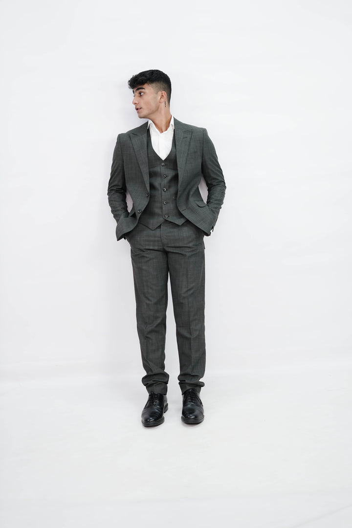 3-Piece Men Charcoal grey suit- Custom Fit High-End Formalwear for Every Occasion - Imperial Stitch