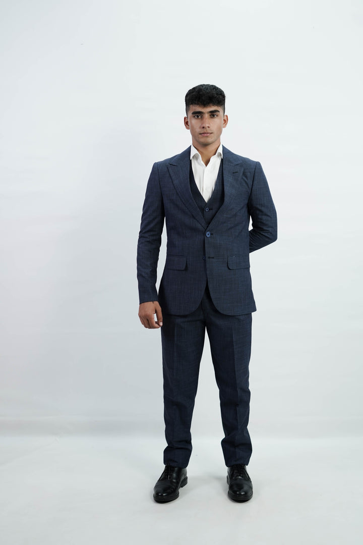 3-Piece Men Blue suit- Custom Fit High-End Formalwear for Every Occasion - Imperial Stitch