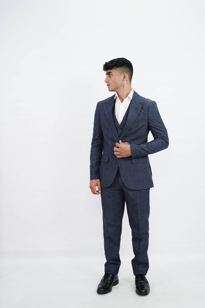 3-Piece Men Blue suit- Custom Fit High-End Formalwear for Every Occasion - Imperial Stitch