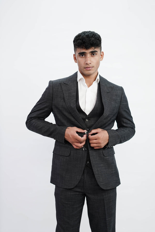 3-Piece Men Black suit- Custom Fit High-End Formalwear for Every Occasion - Imperial Stitch