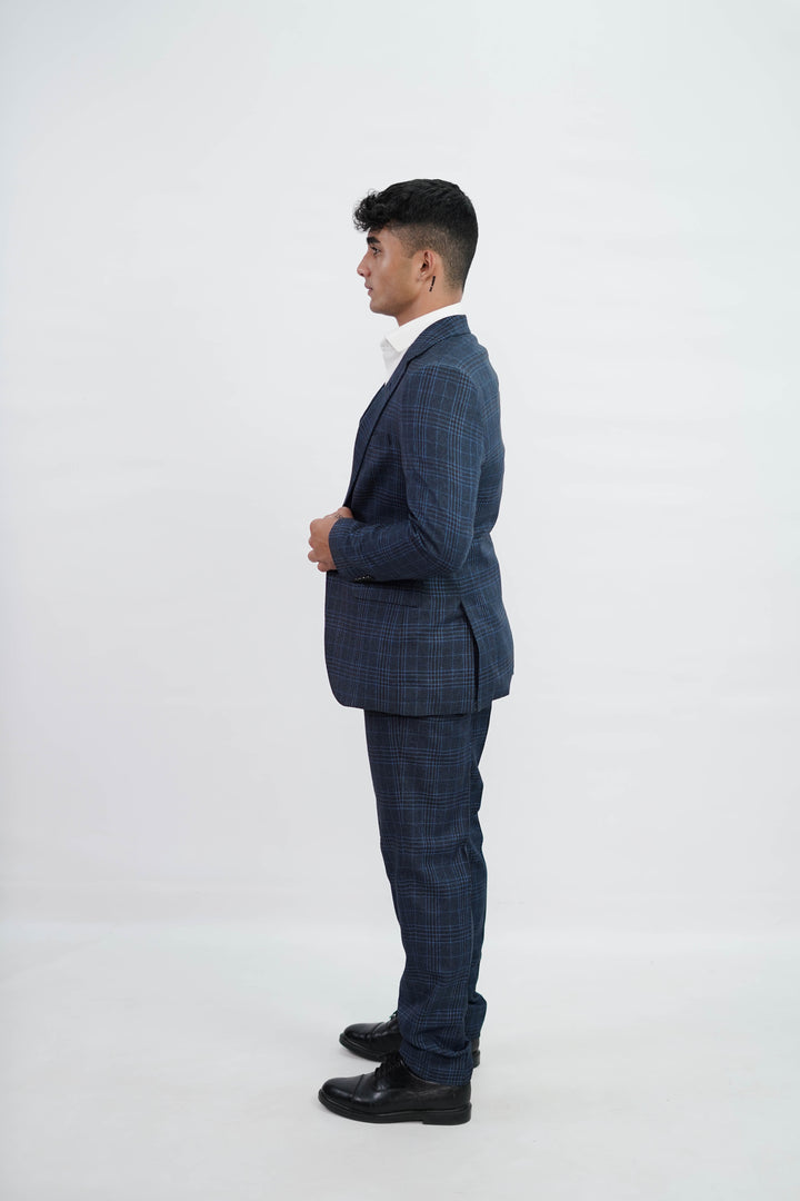 3-Piece Men Blue Tweed suit- Custom Fit High-End Formalwear for Every Occasion - Imperial Stitch