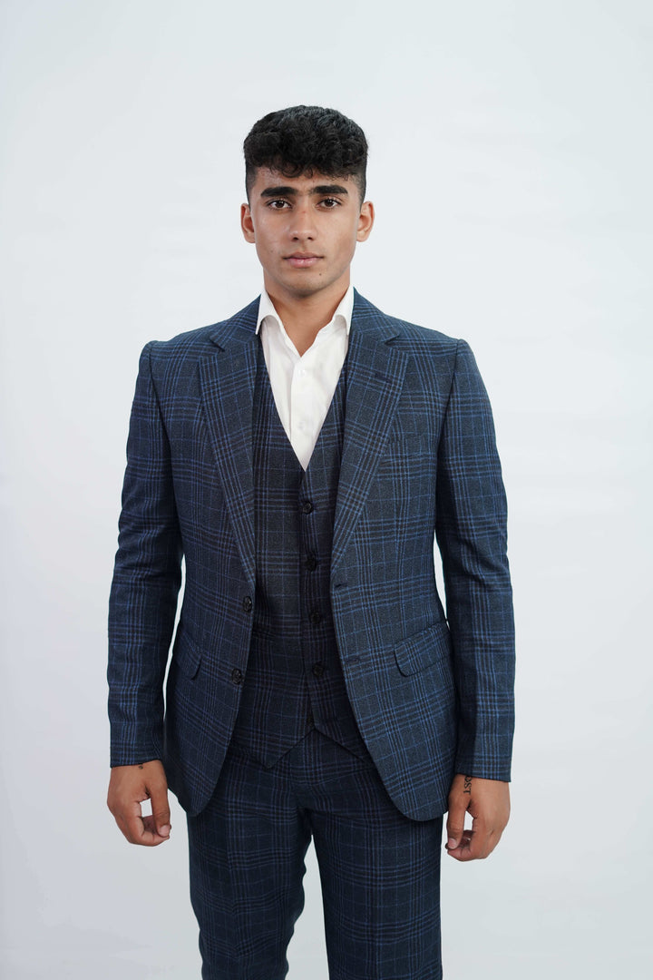 3-Piece Men Blue Tweed suit- Custom Fit High-End Formalwear for Every Occasion - Imperial Stitch