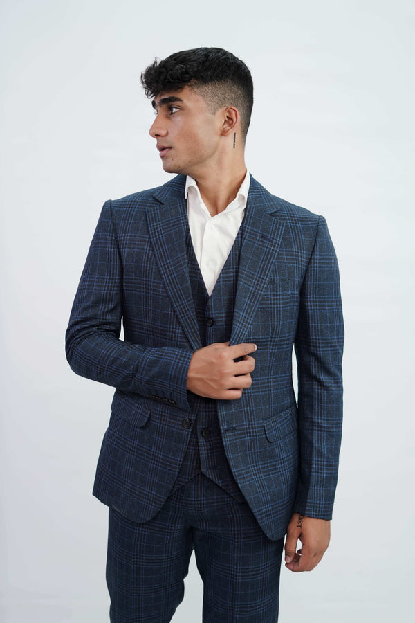 3-Piece Men Blue Tweed suit- Custom Fit High-End Formalwear for Every Occasion - Imperial Stitch