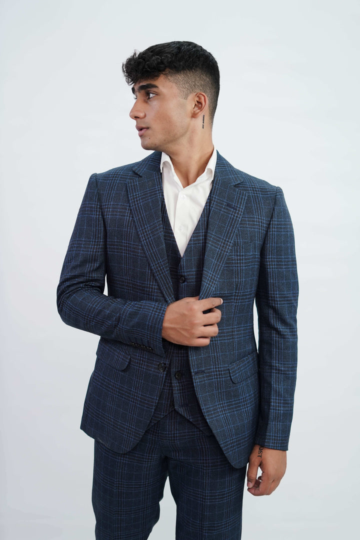 3-Piece Men Blue Tweed suit- Custom Fit High-End Formalwear for Every Occasion - Imperial Stitch