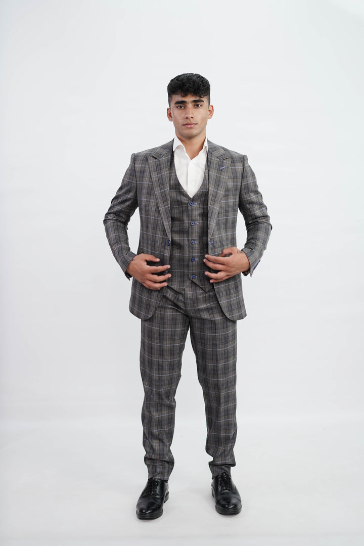 3-Piece Grey Tweed suit- Custom Fit High-End Formalwear for Every Occasion - Imperial Stitch