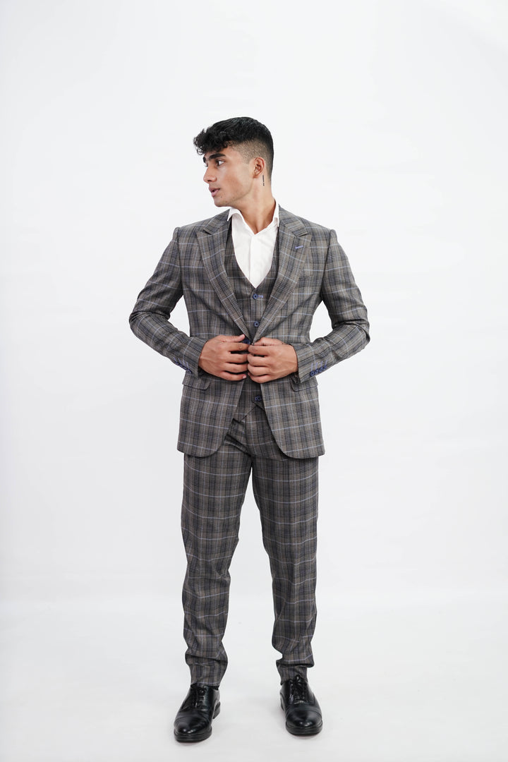 3-Piece Grey Tweed suit- Custom Fit High-End Formalwear for Every Occasion - Imperial Stitch