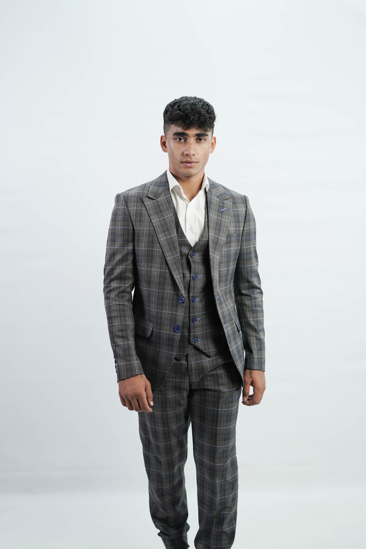 3-Piece Grey Tweed suit- Custom Fit High-End Formalwear for Every Occasion - Imperial Stitch