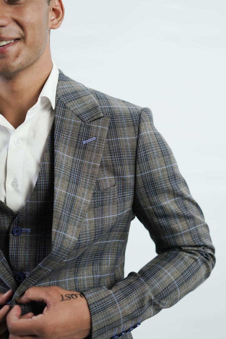 3-Piece Grey Tweed suit- Custom Fit High-End Formalwear for Every Occasion - Imperial Stitch