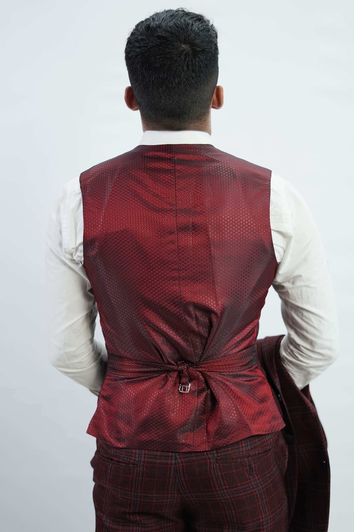 3-Piece Men Burgundy tweed suit - Custom Fit High-End Formalwear for Every Occasion - Imperial Stitch