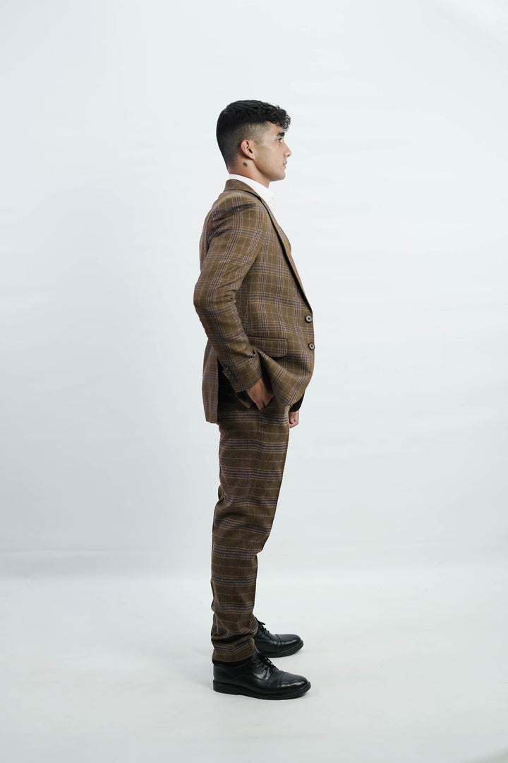 3-Piece Men Brown tweed suit - Custom Fit High-End Formalwear for Every Occasion - Imperial Stitch