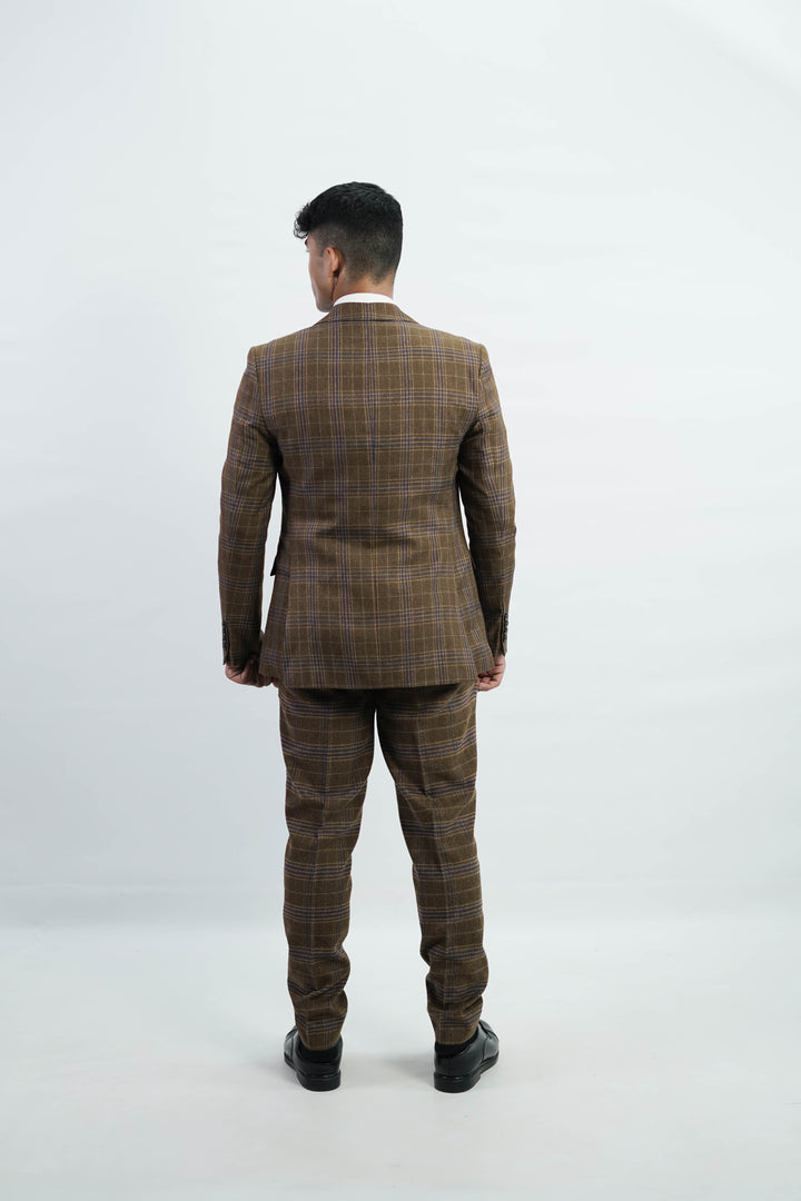 3-Piece Men Brown tweed suit - Custom Fit High-End Formalwear for Every Occasion - Imperial Stitch