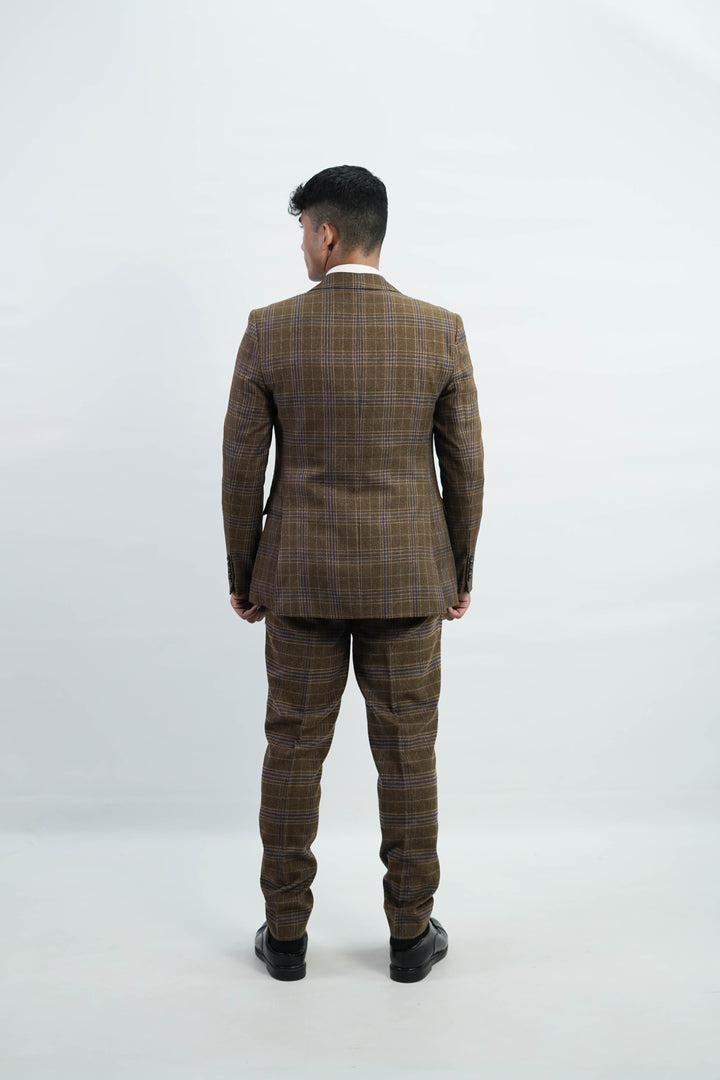 3-Piece Men Brown tweed suit - Custom Fit High-End Formalwear for Every Occasion - Imperial Stitch