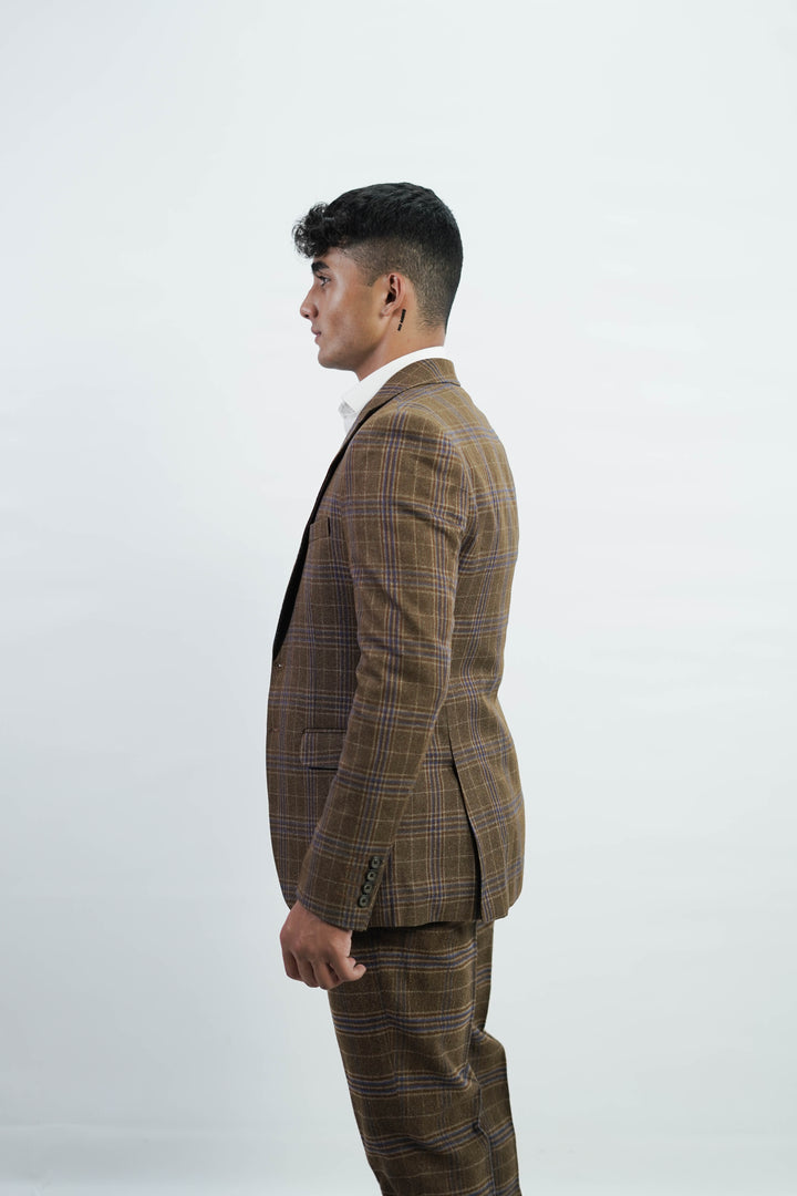 3-Piece Men Brown tweed suit - Custom Fit High-End Formalwear for Every Occasion - Imperial Stitch