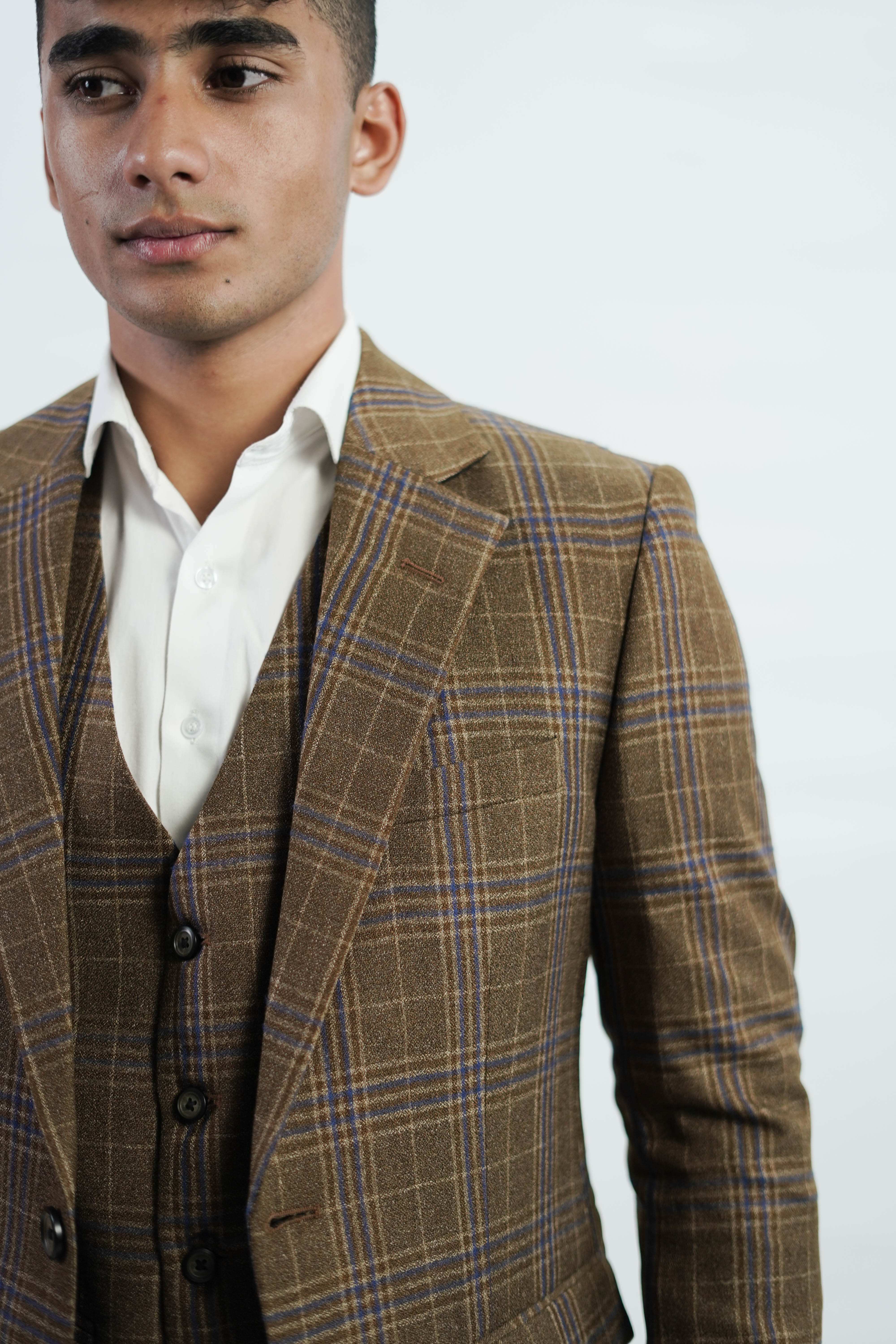 3-Piece Men Brown tweed suit - Custom Fit High-End Formalwear for Every Occasion - Imperial Stitch