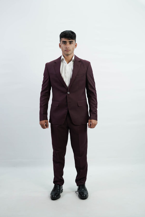 3-Piece Men Burgundy suit- Custom Fit High-End Formalwear for Every Occasion - Imperial Stitch