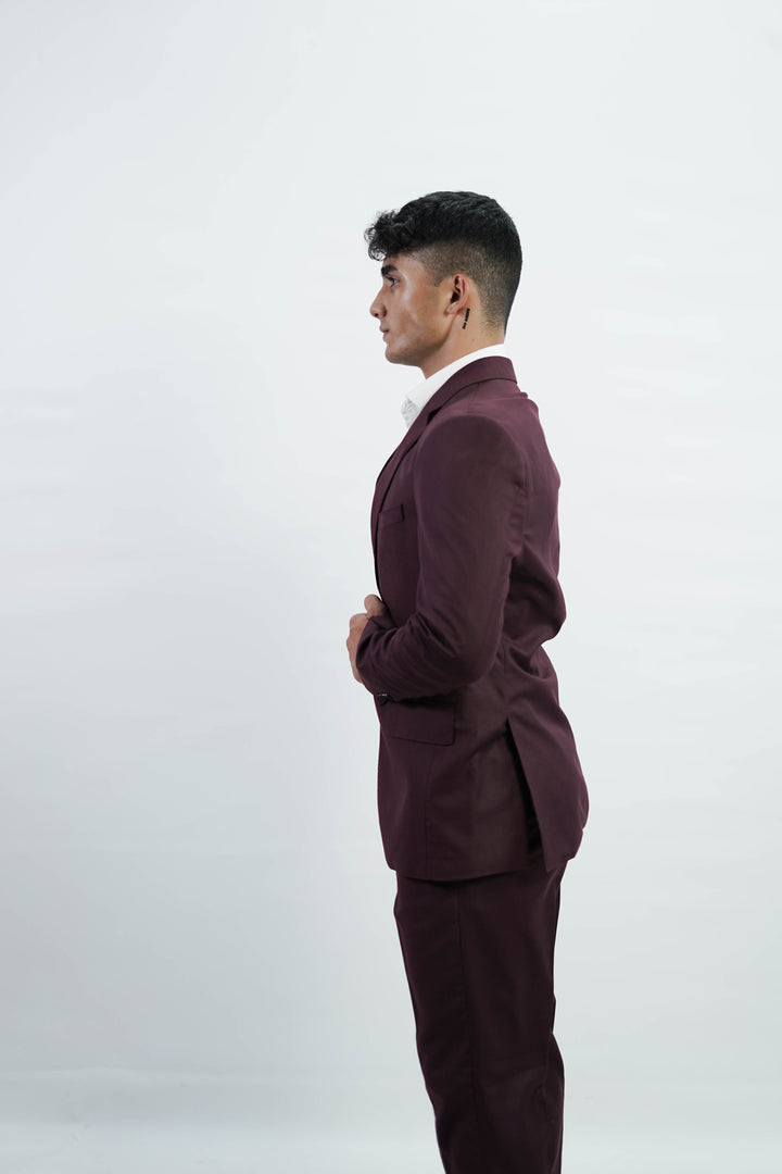 3-Piece Men Burgundy suit- Custom Fit High-End Formalwear for Every Occasion - Imperial Stitch
