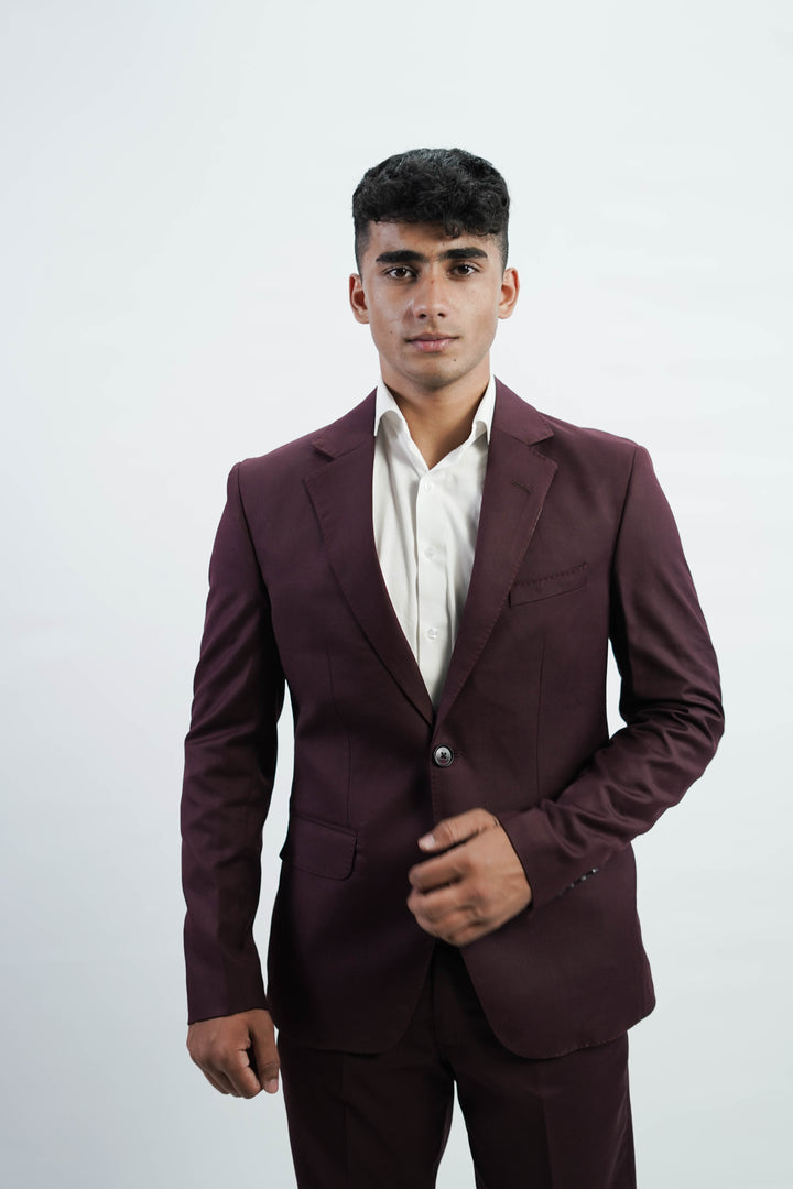 3-Piece Men Burgundy suit- Custom Fit High-End Formalwear for Every Occasion - Imperial Stitch